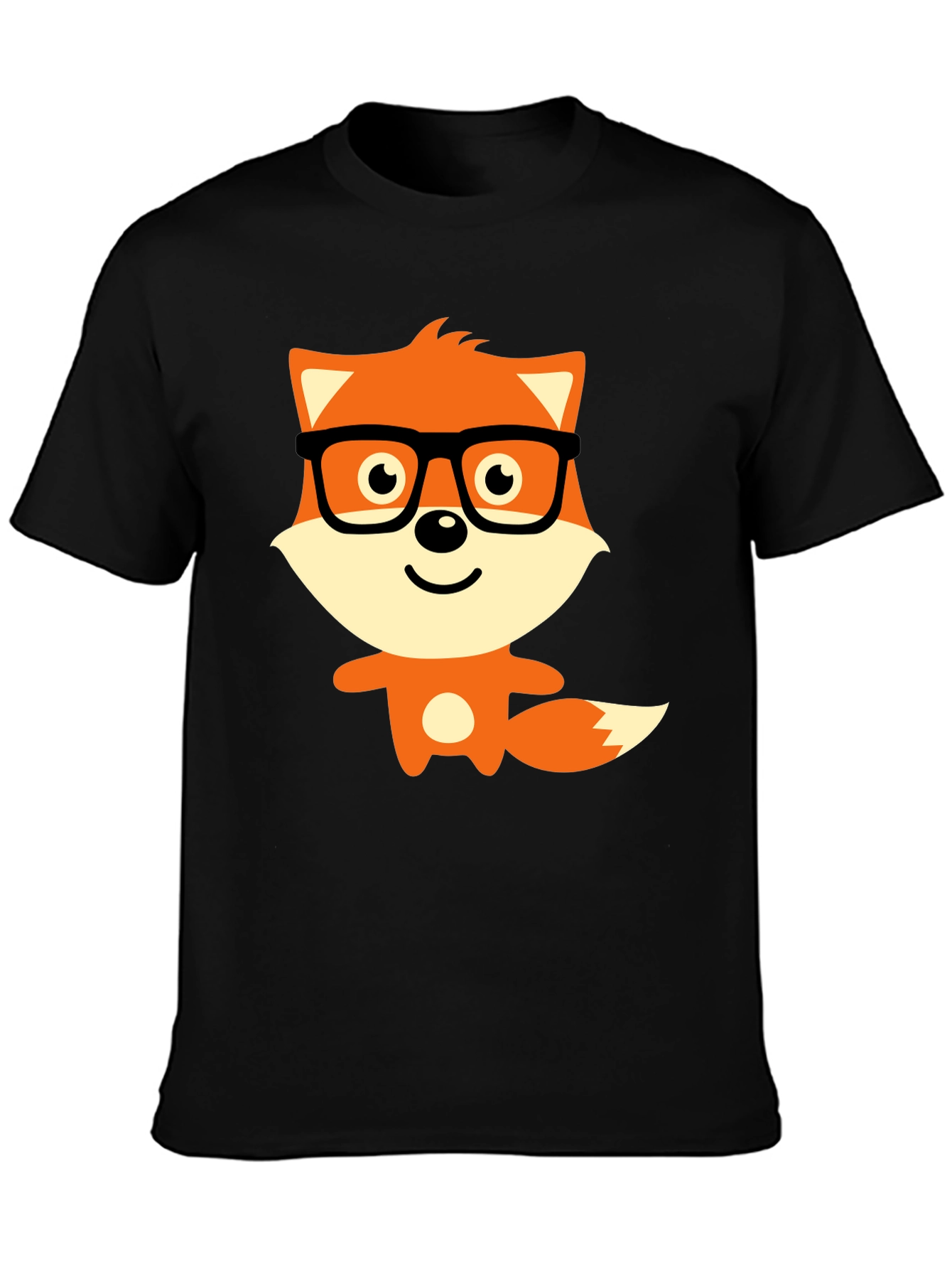 Geeky Fox Graphic Tee - Black Casual T-Shirt