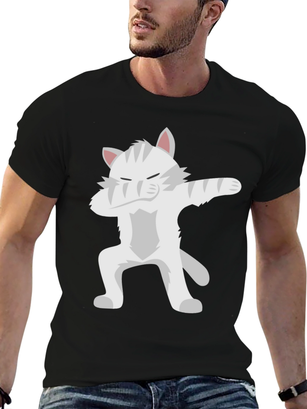 Dabbing Cat Graphic Tee - Black