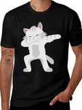 Dabbing Cat Graphic Tee - Black