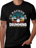 Id Rather Be Drumming Retro T-Shirt