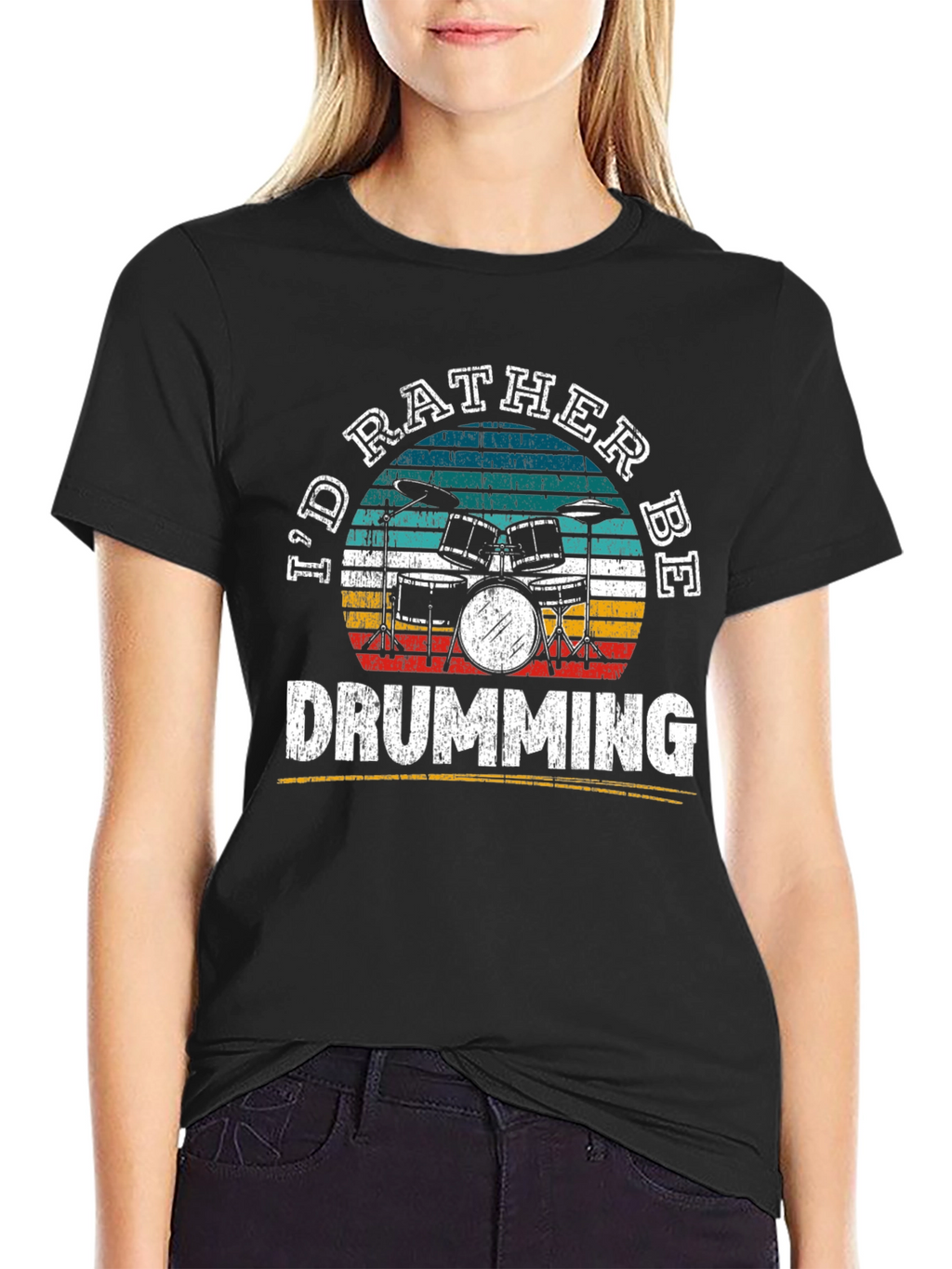 Id Rather Be Drumming Retro T-Shirt