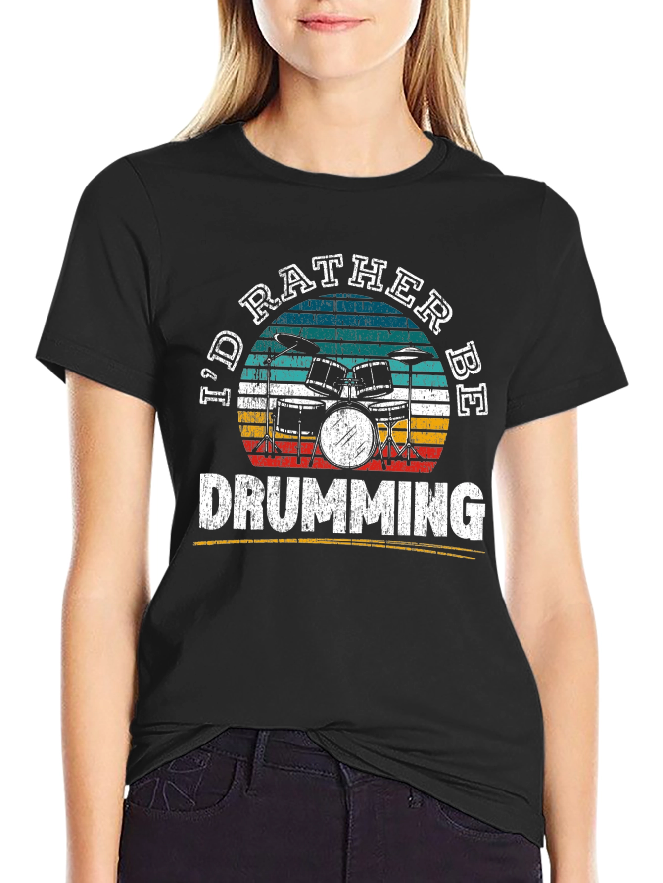 Id Rather Be Drumming Retro T-Shirt