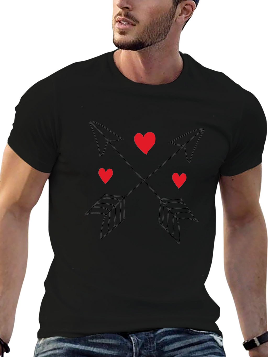 Heart & Arrow Graphic Tee - Black