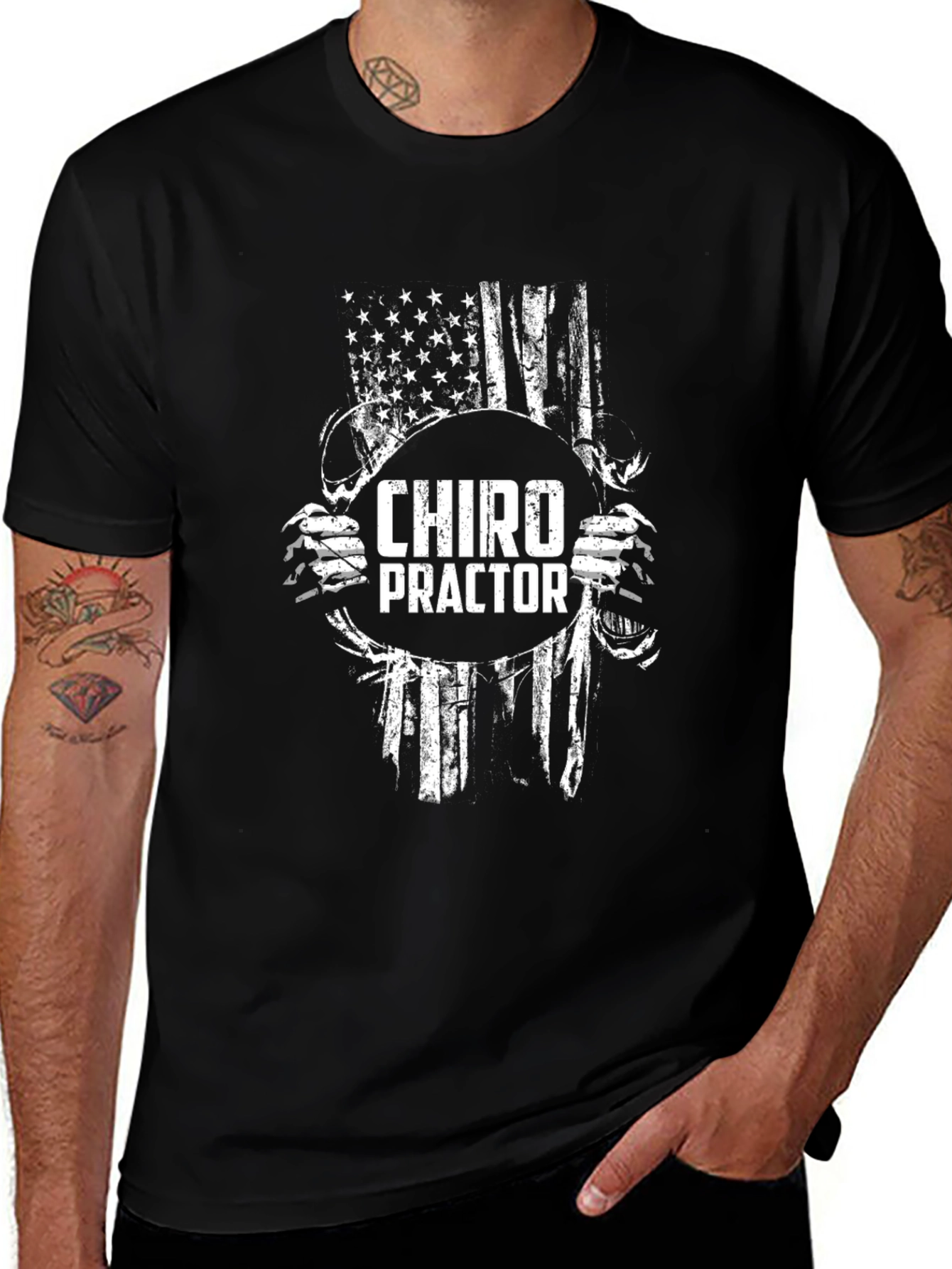 Chiropractor American Flag Graphic T-Shirt
