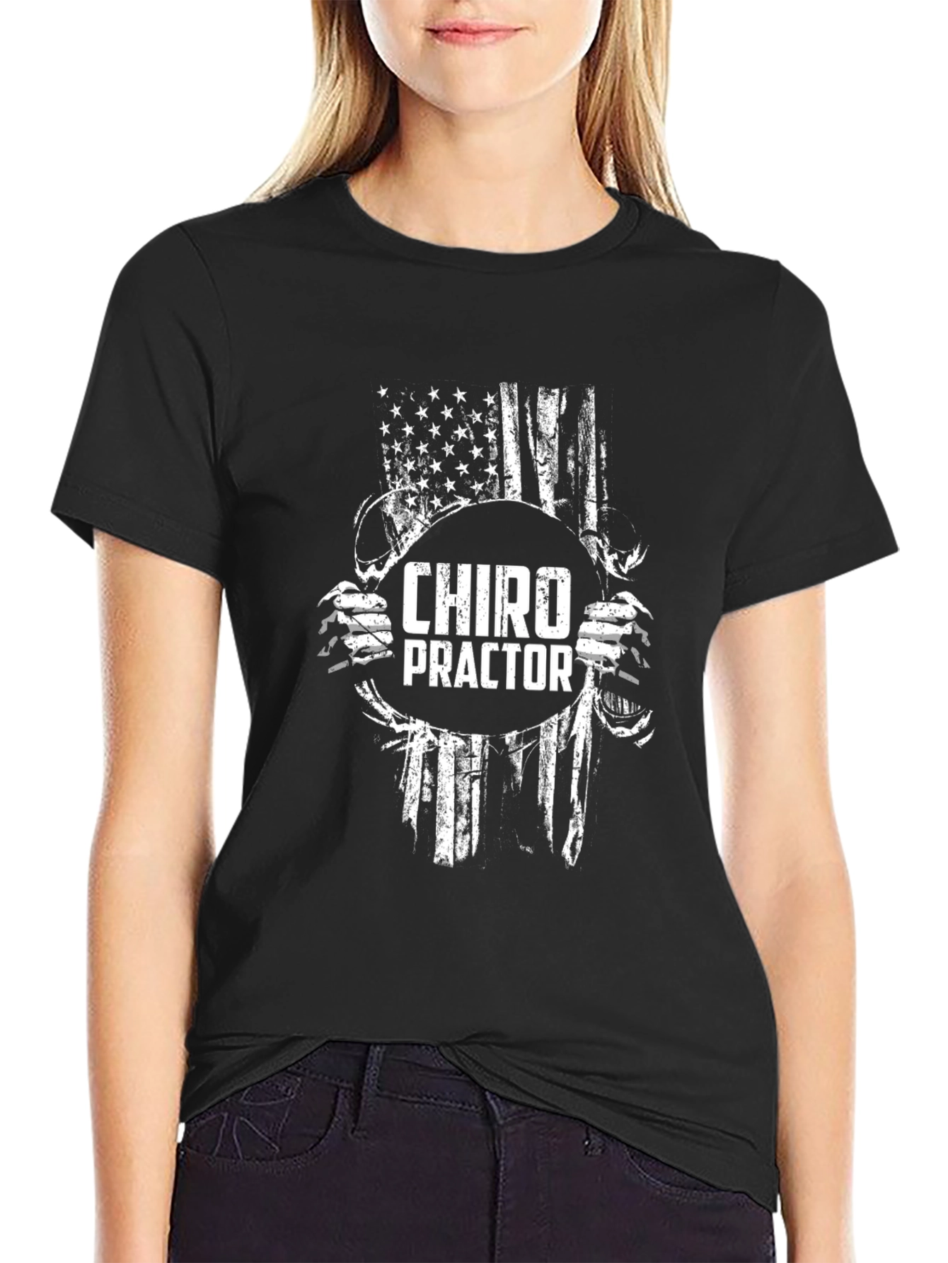 Chiropractor American Flag Graphic T-Shirt