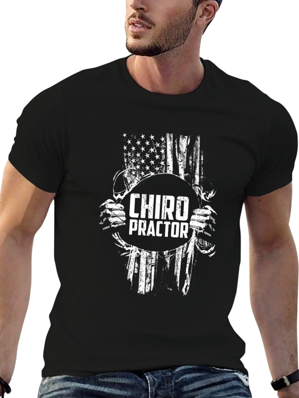 Chiropractor American Flag Graphic T-Shirt