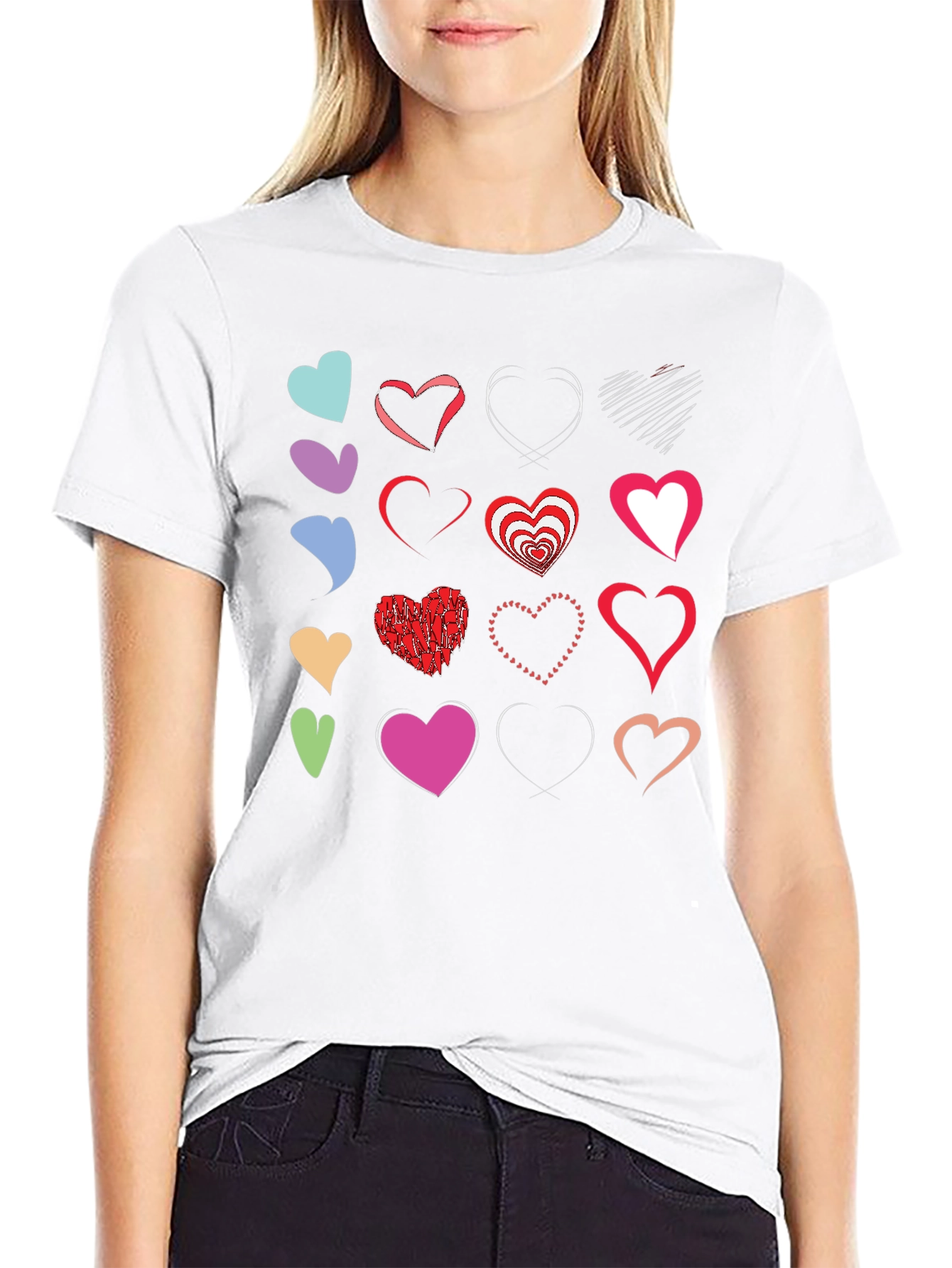 Heart Collage Black T-Shirt
