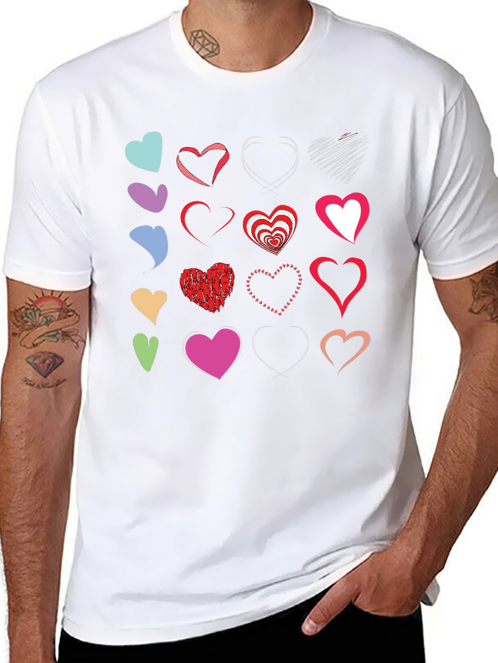 Heart Collage Black T-Shirt