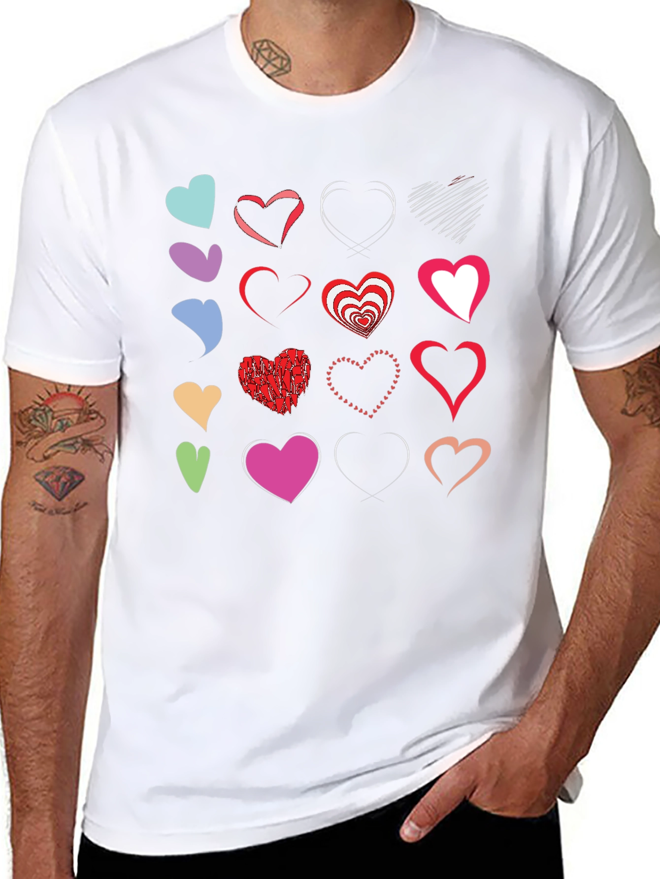 Heart Collage Black T-Shirt