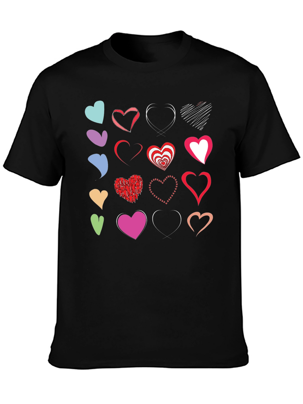 Heart Collage Black T-Shirt