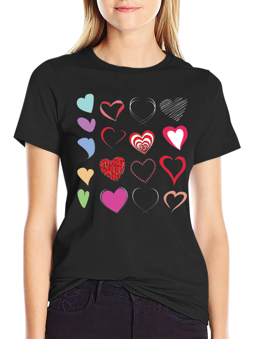 Heart Collage Black T-Shirt