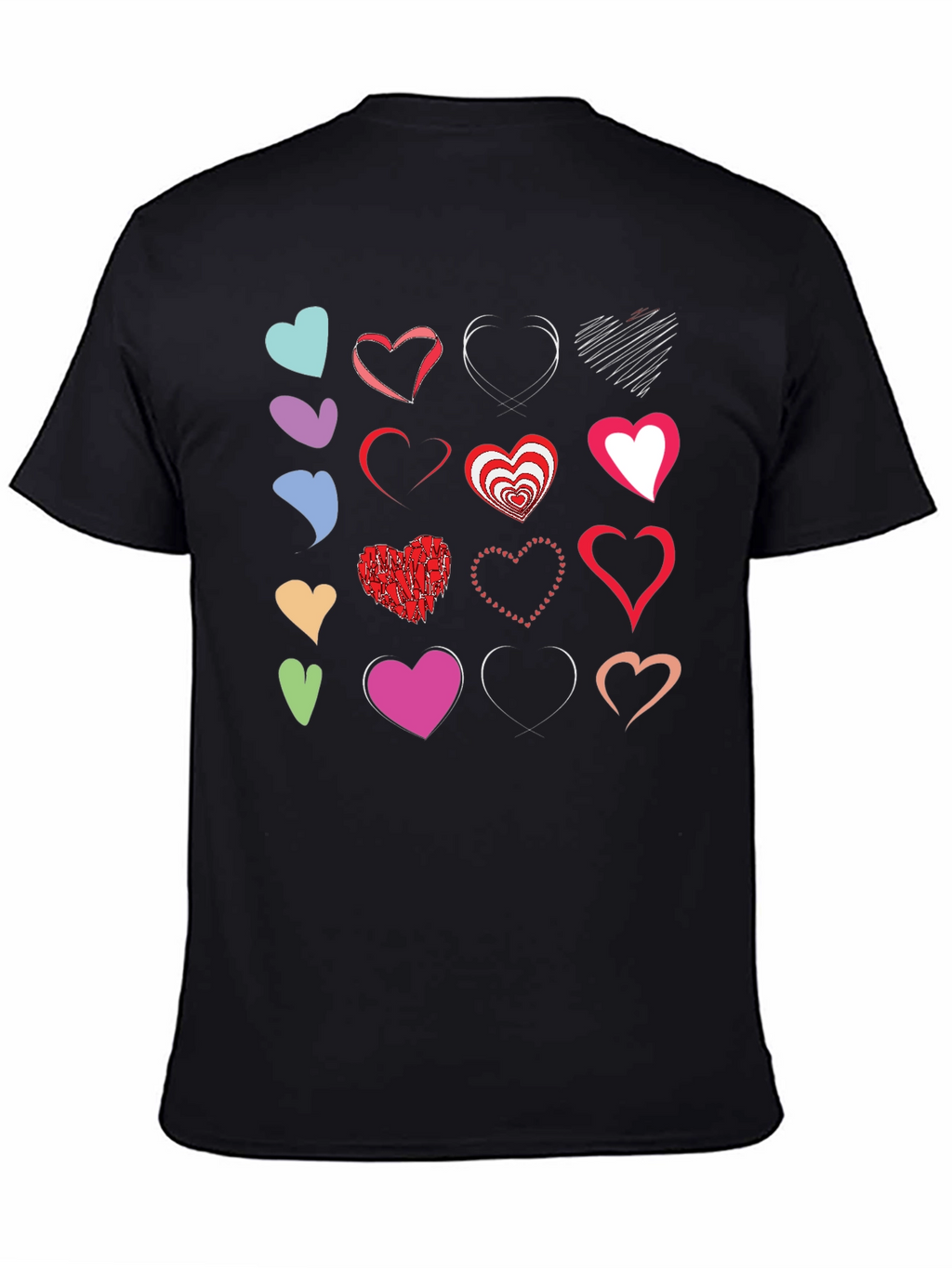Heart Collage Black T-Shirt