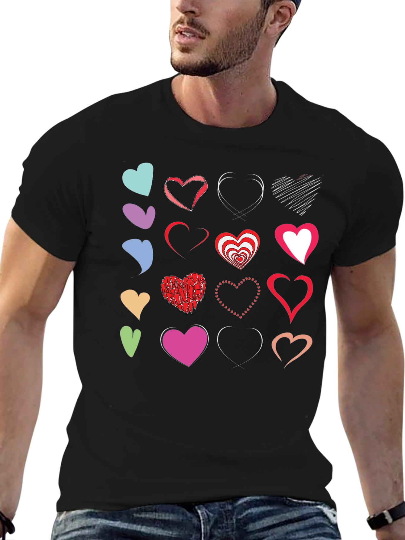 Heart Collage Black T-Shirt