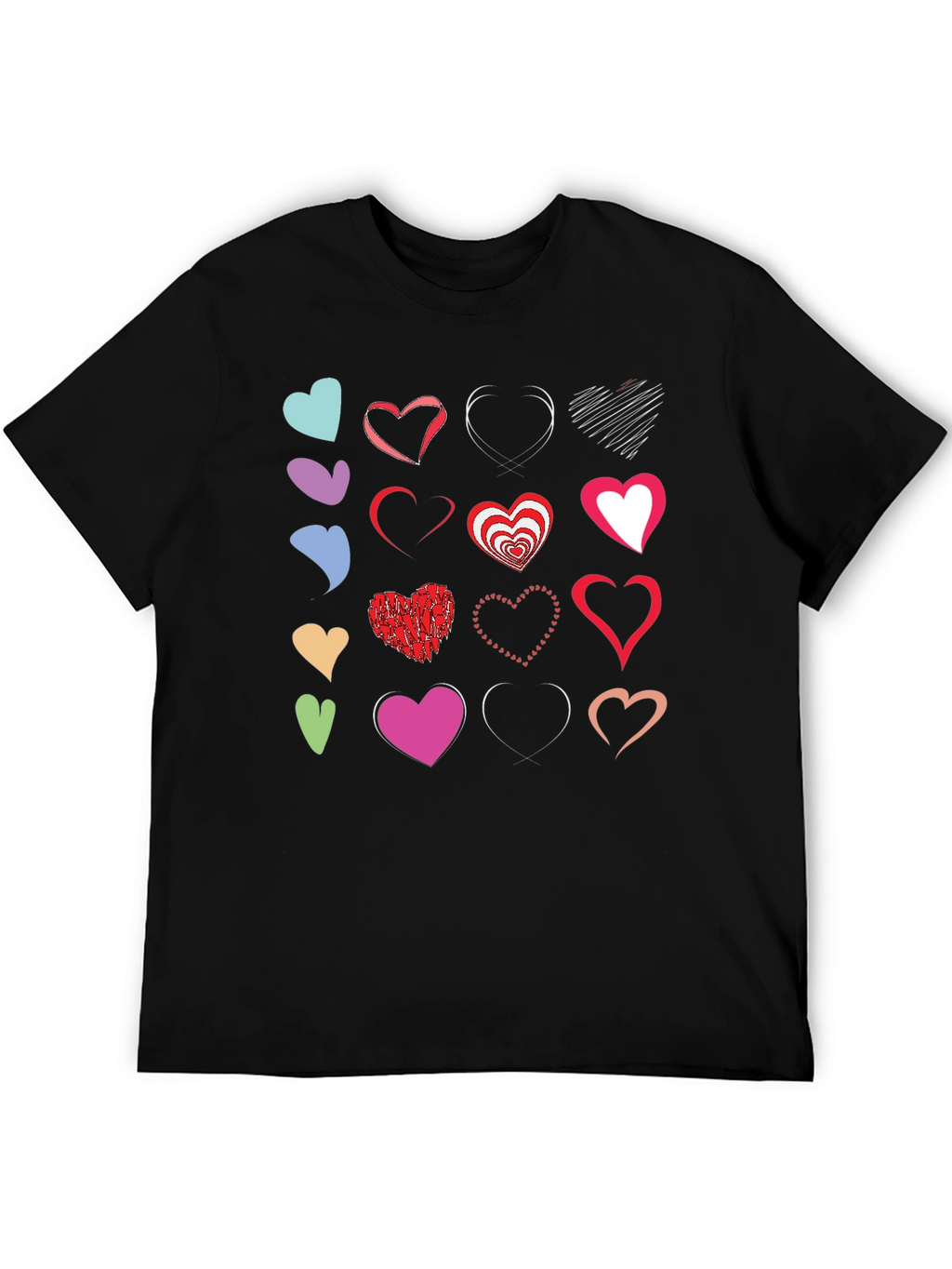 Heart Collage Black T-Shirt