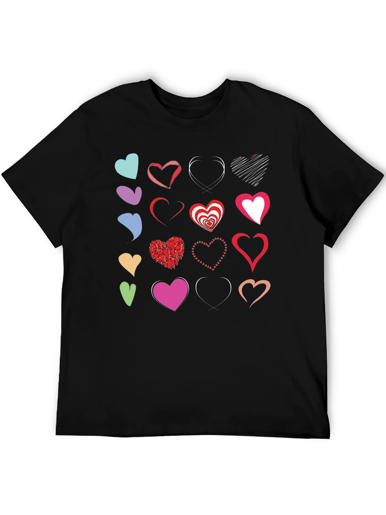 Heart Collage Black T-Shirt