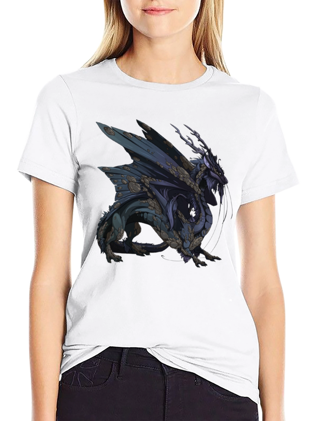 Dragon Graphic Print Black T-Shirt