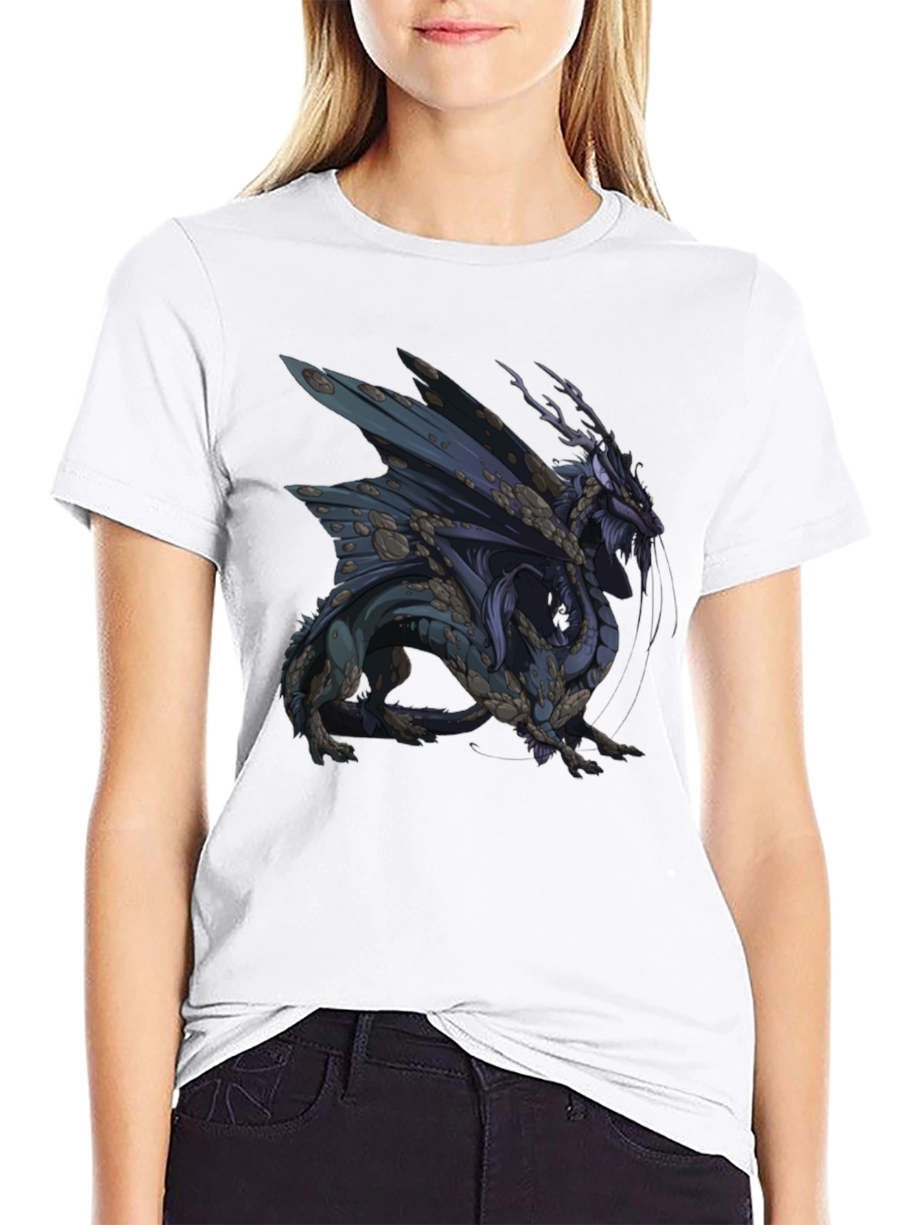 Dragon Graphic Print Black T-Shirt