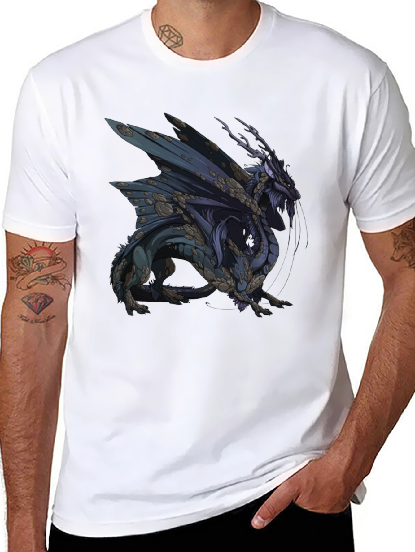 Dragon Graphic Print Black T-Shirt