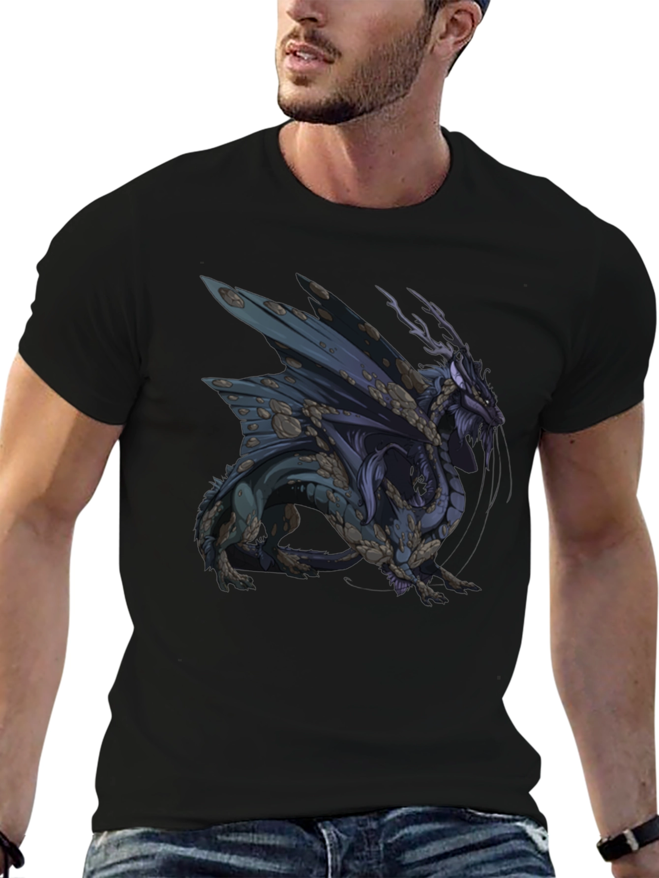Dragon Graphic Print Black T-Shirt