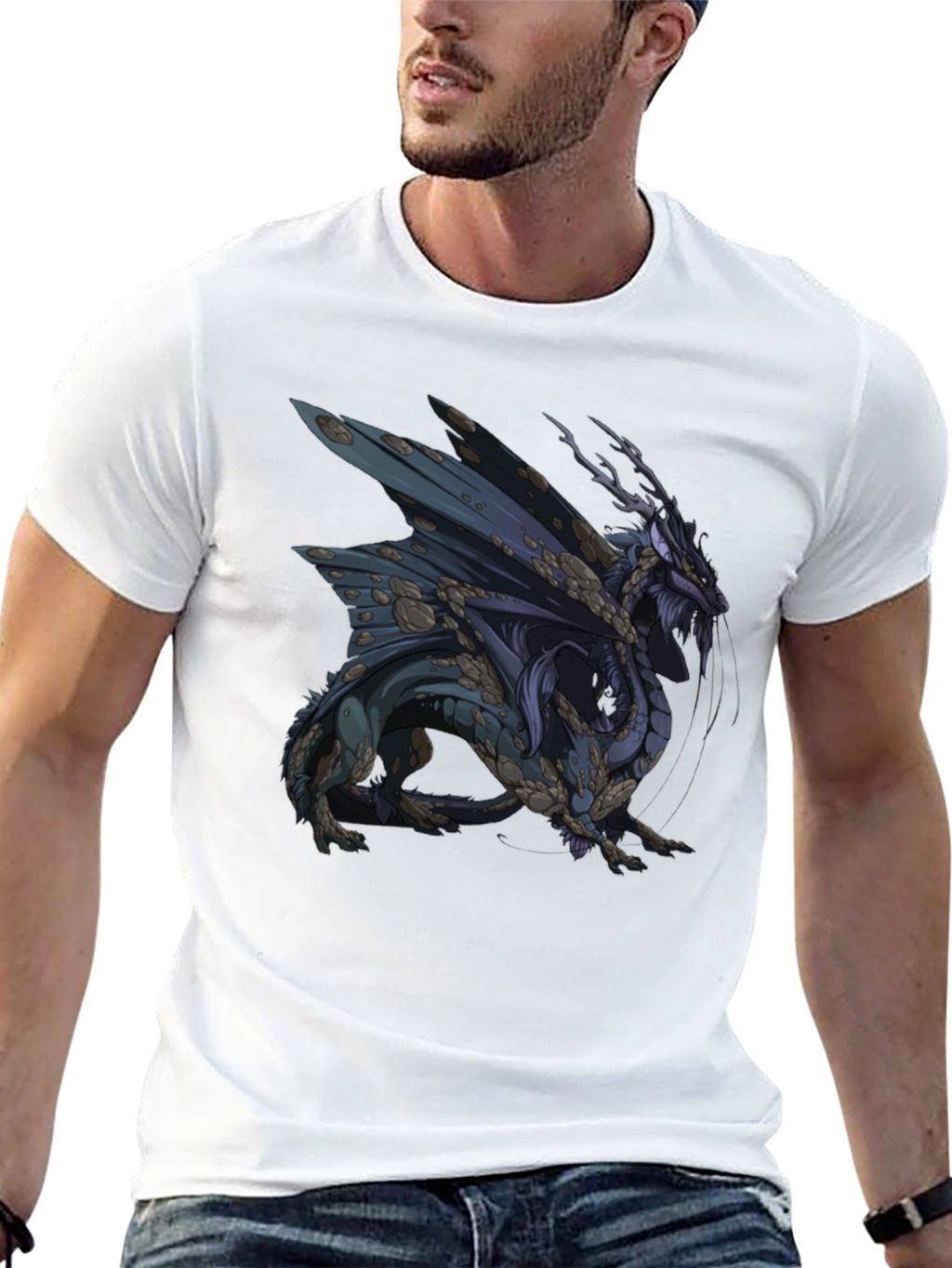 Dragon Graphic Print Black T-Shirt