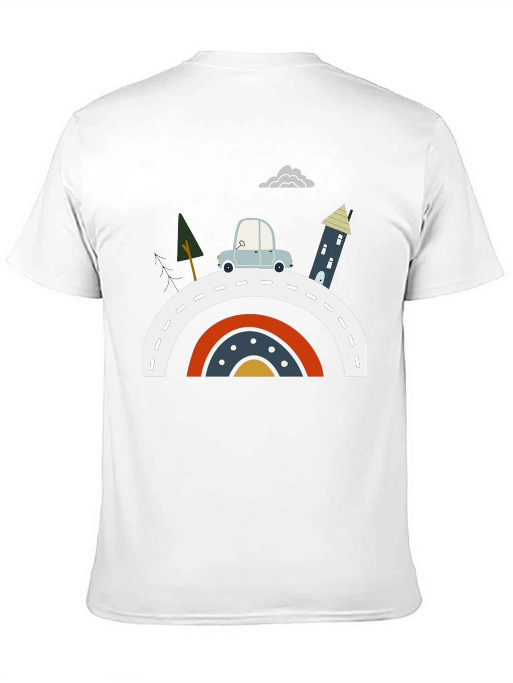 Cartoon Car Rainbow Road Graphic Tee