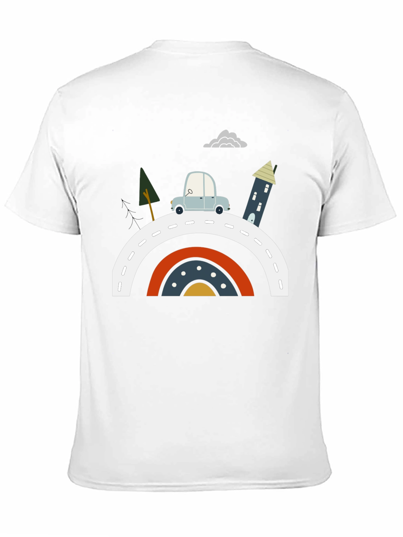 Cartoon Car Rainbow Road Graphic Tee