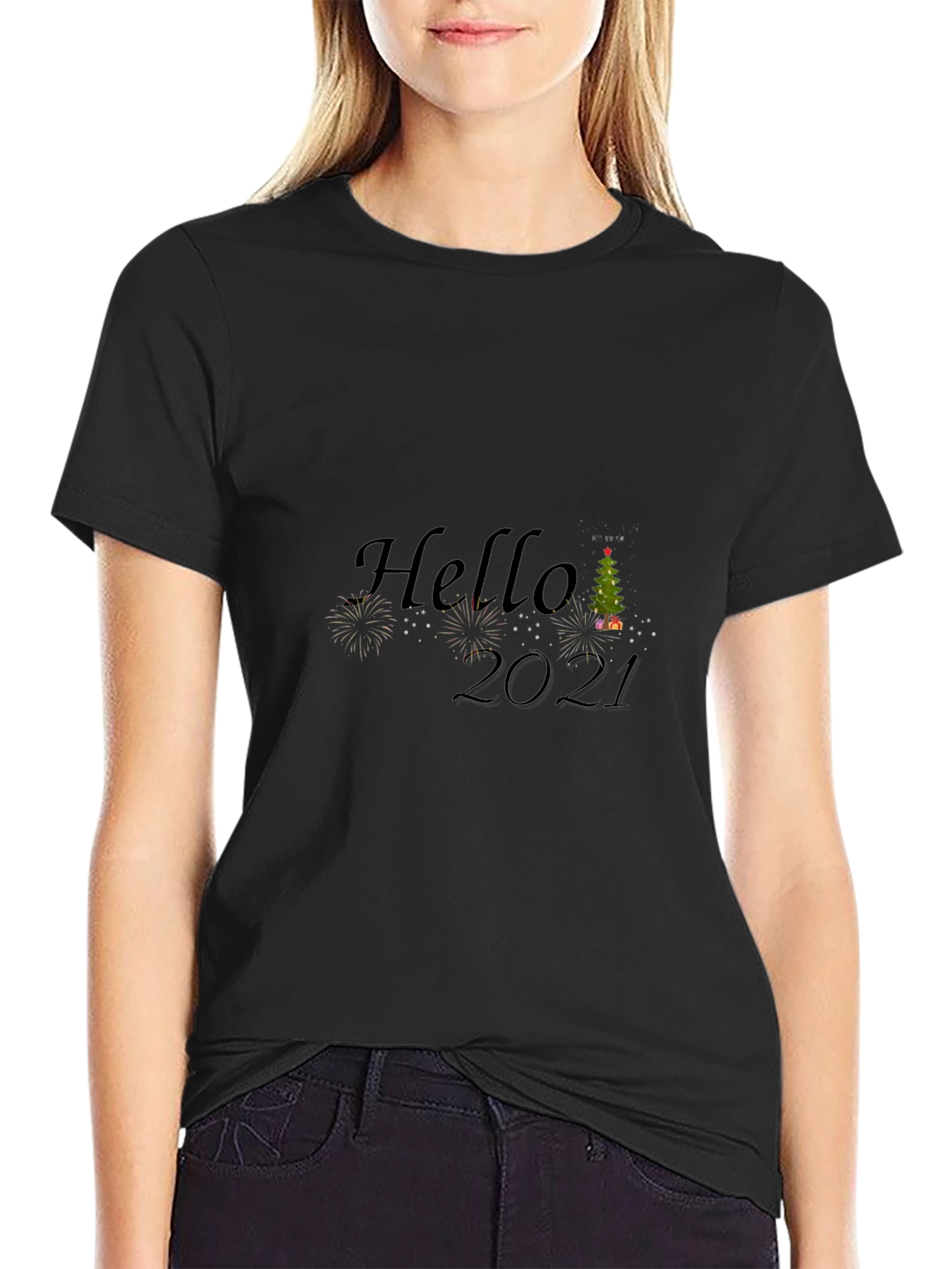 Hello 2021 Graphic Tee - Black T-Shirt