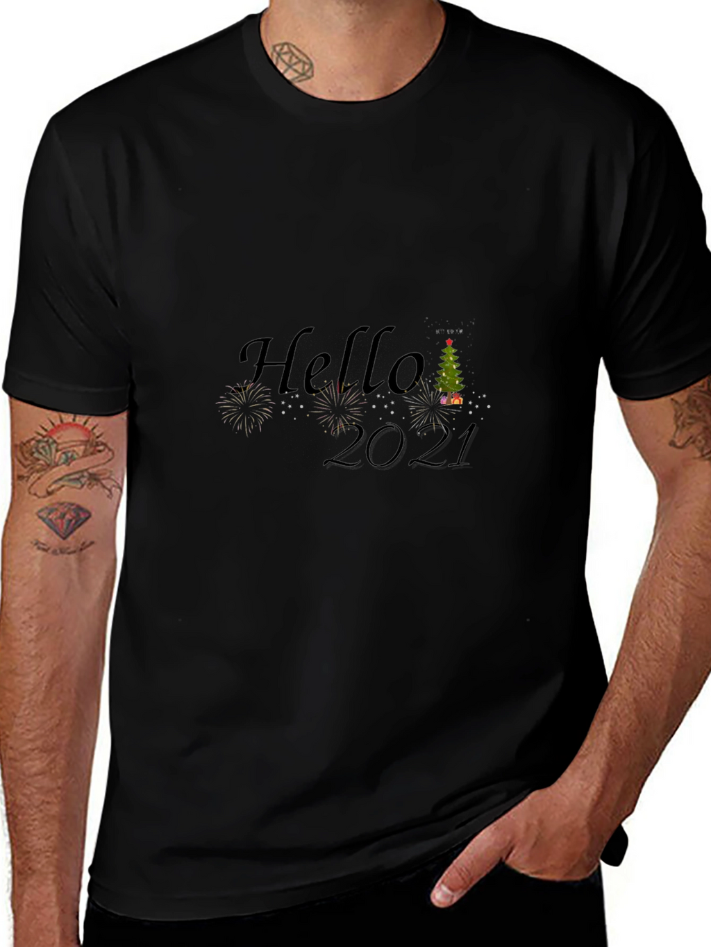 Hello 2021 Graphic Tee - Black T-Shirt