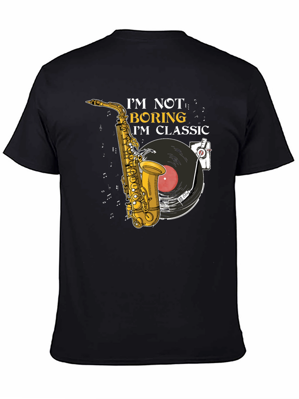 Classic Music T-Shirt: Saxophone & Vinyl Design