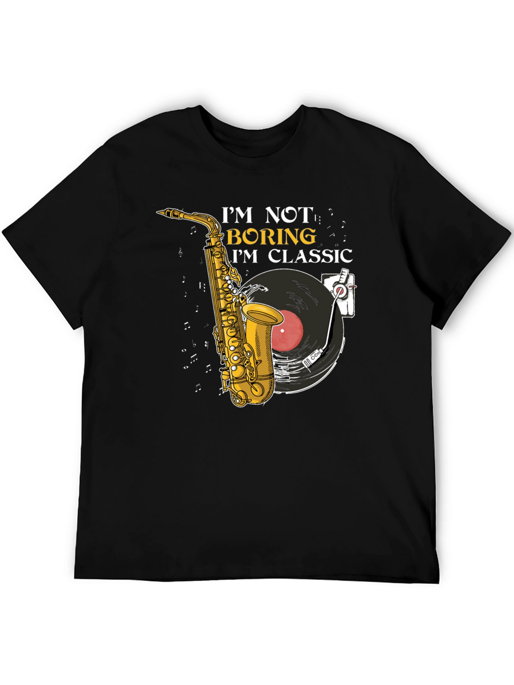 Classic Music T-Shirt: Saxophone & Vinyl Design