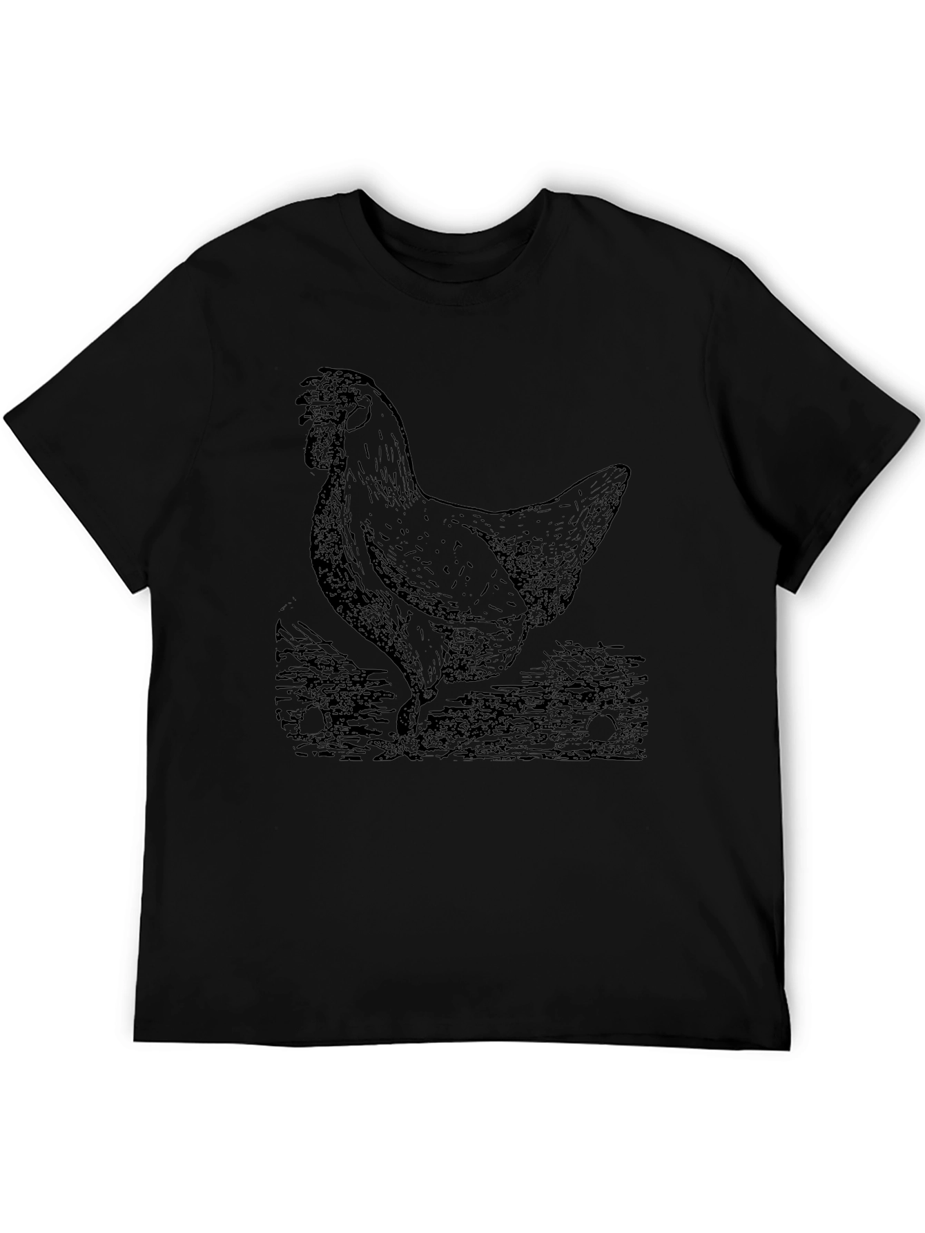 Black Chicken Graphic Tee - Mens Casual Crew Neck