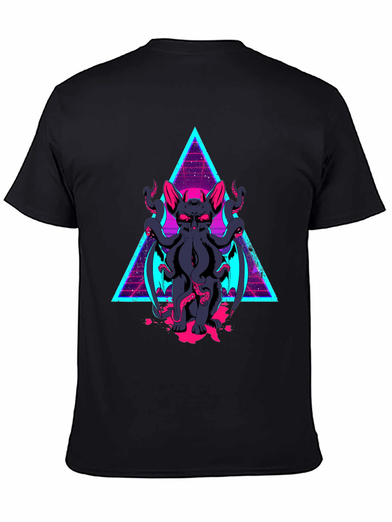 Cthulhu Cat T-Shirt - Retro Triangle Design