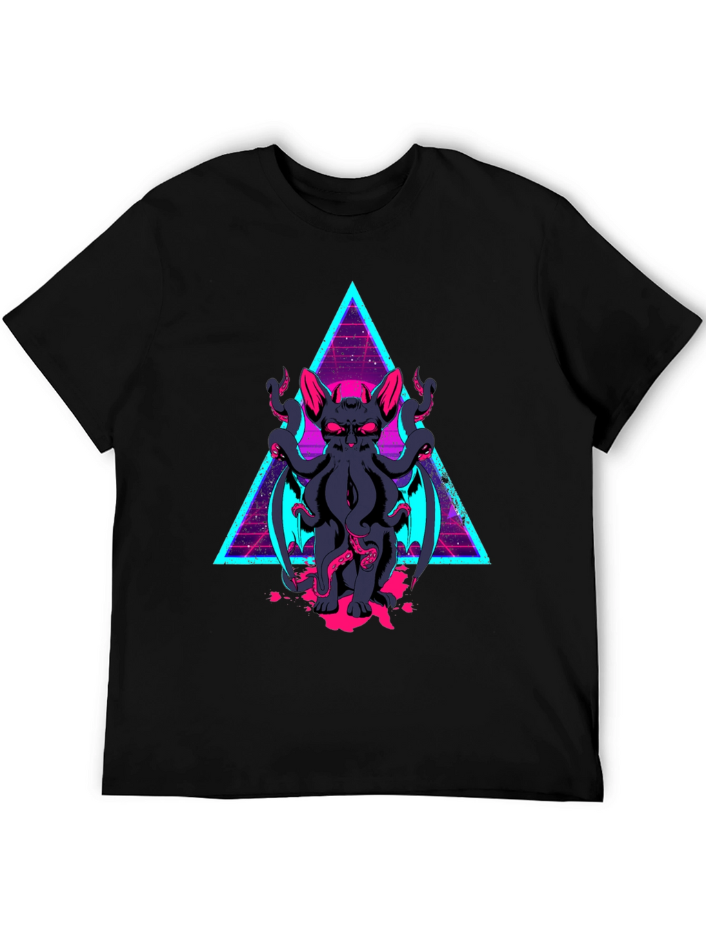 Cthulhu Cat T-Shirt - Retro Triangle Design