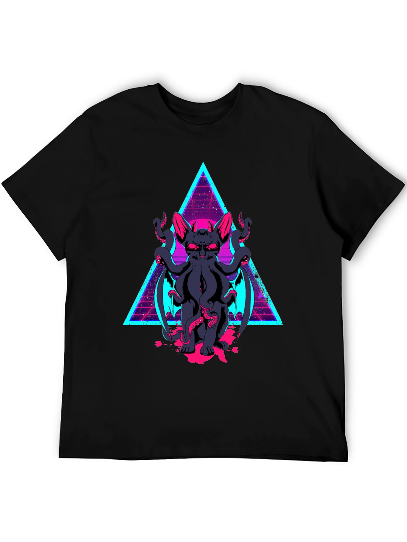 Cthulhu Cat T-Shirt - Retro Triangle Design