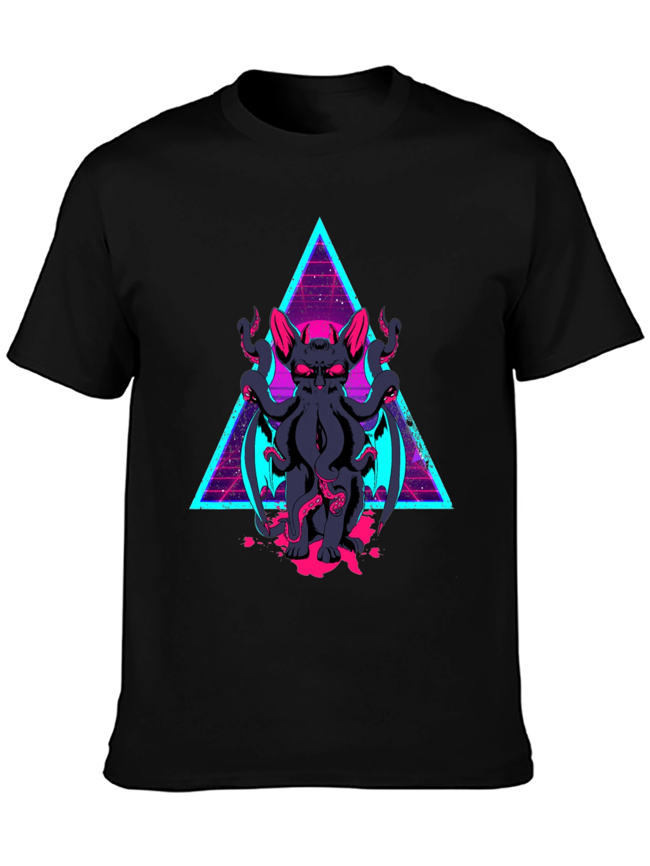 Cthulhu Cat T-Shirt - Retro Triangle Design