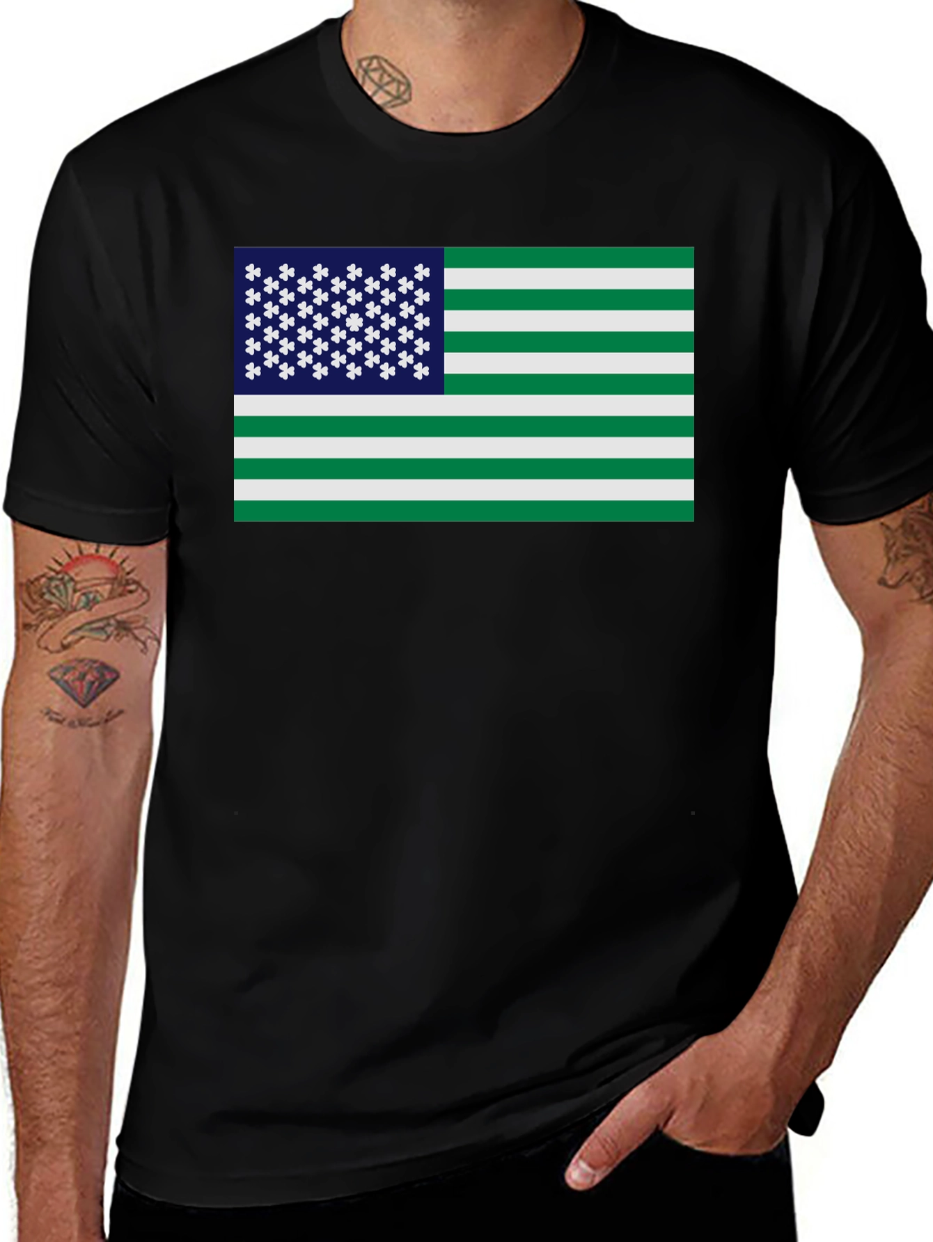 Irish American Flag Graphic T-Shirt