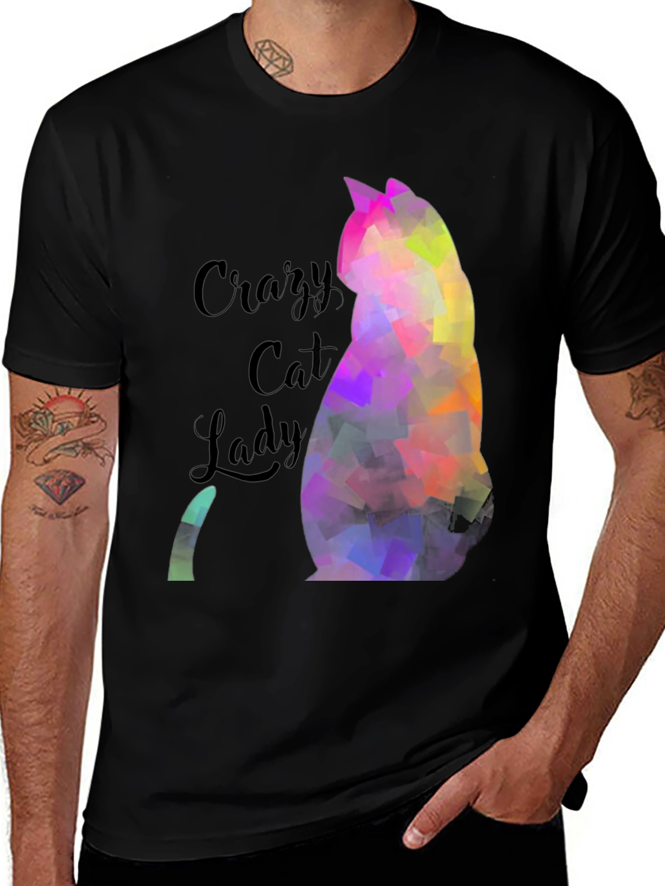 Crazy Cat Lady T-Shirt Colorful Cat Design