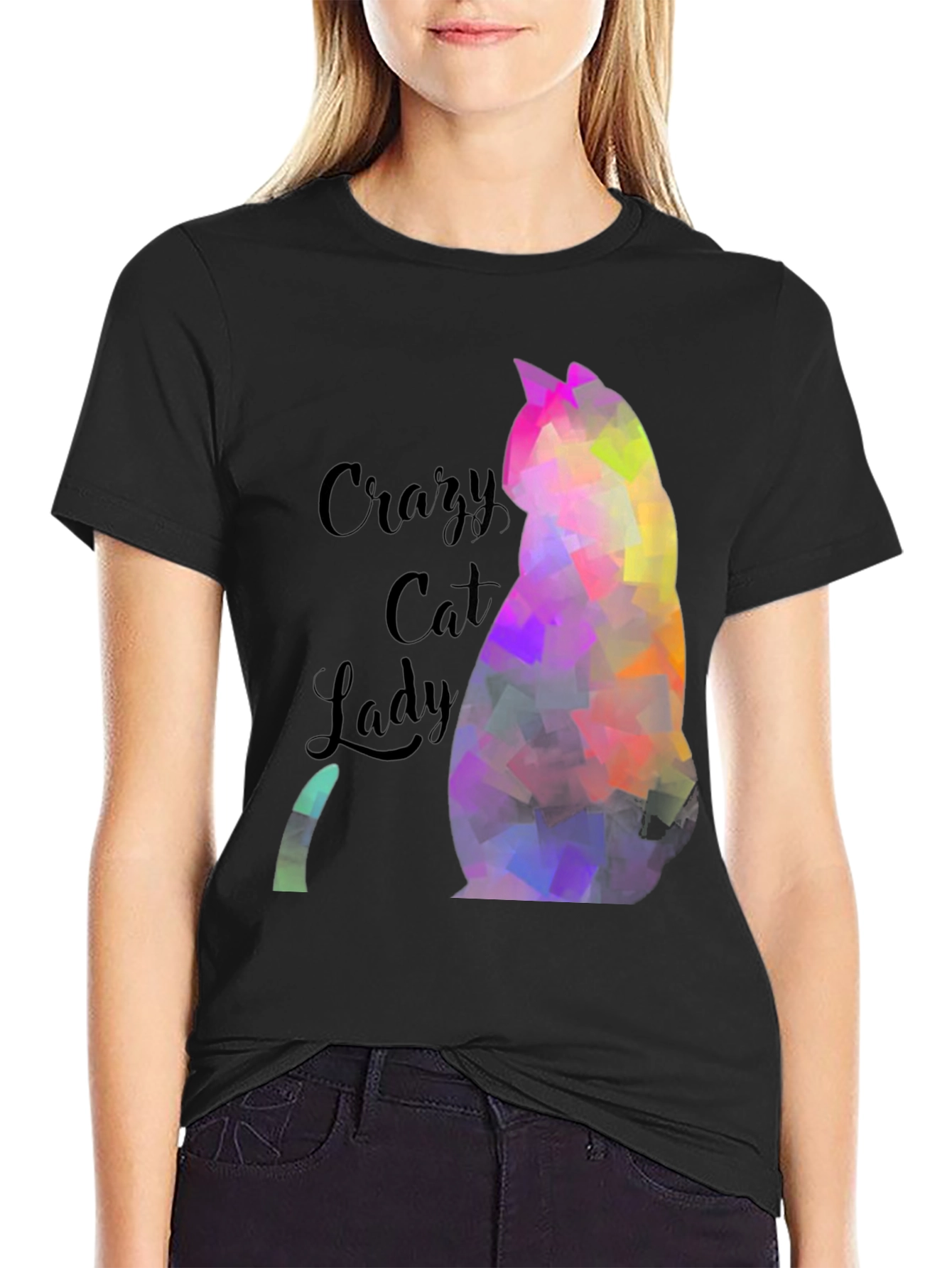 Crazy Cat Lady T-Shirt Colorful Cat Design