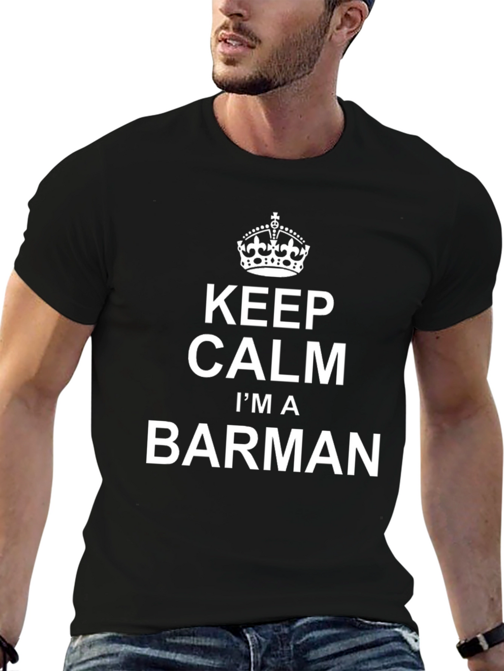 Keep Calm Im A Barman Black T-Shirt