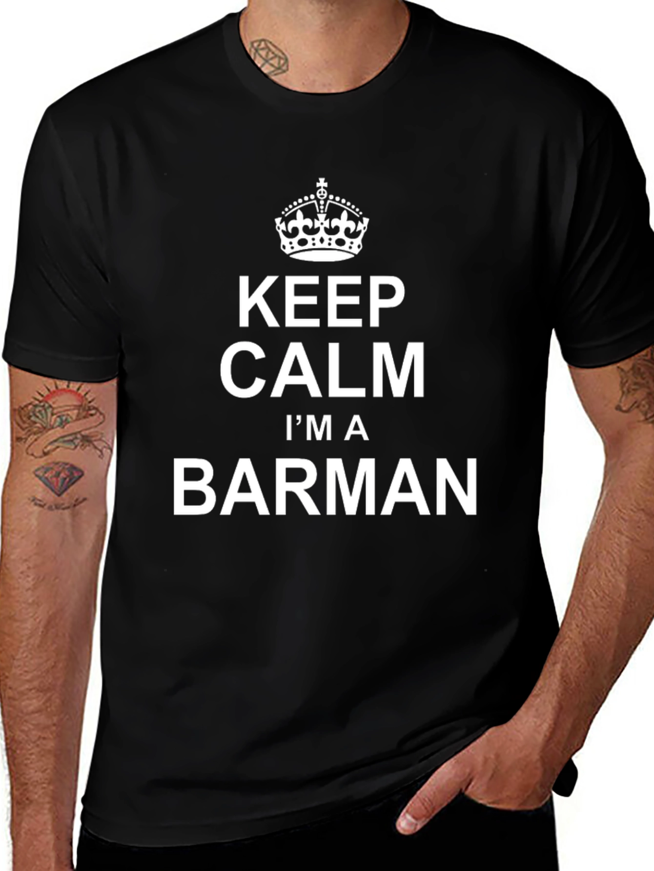 Keep Calm Im A Barman Black T-Shirt