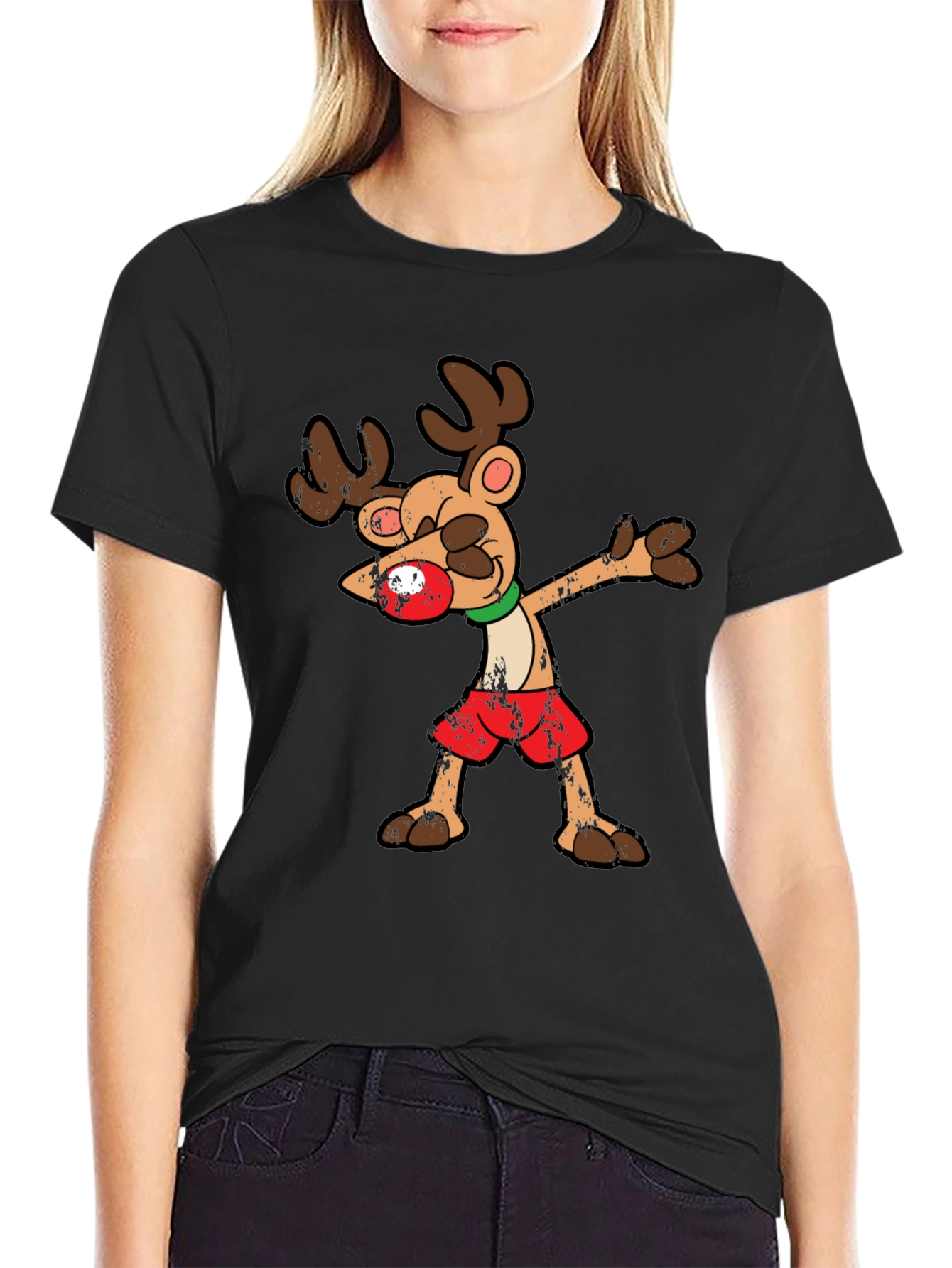 Dabbing Reindeer Graphic Tee