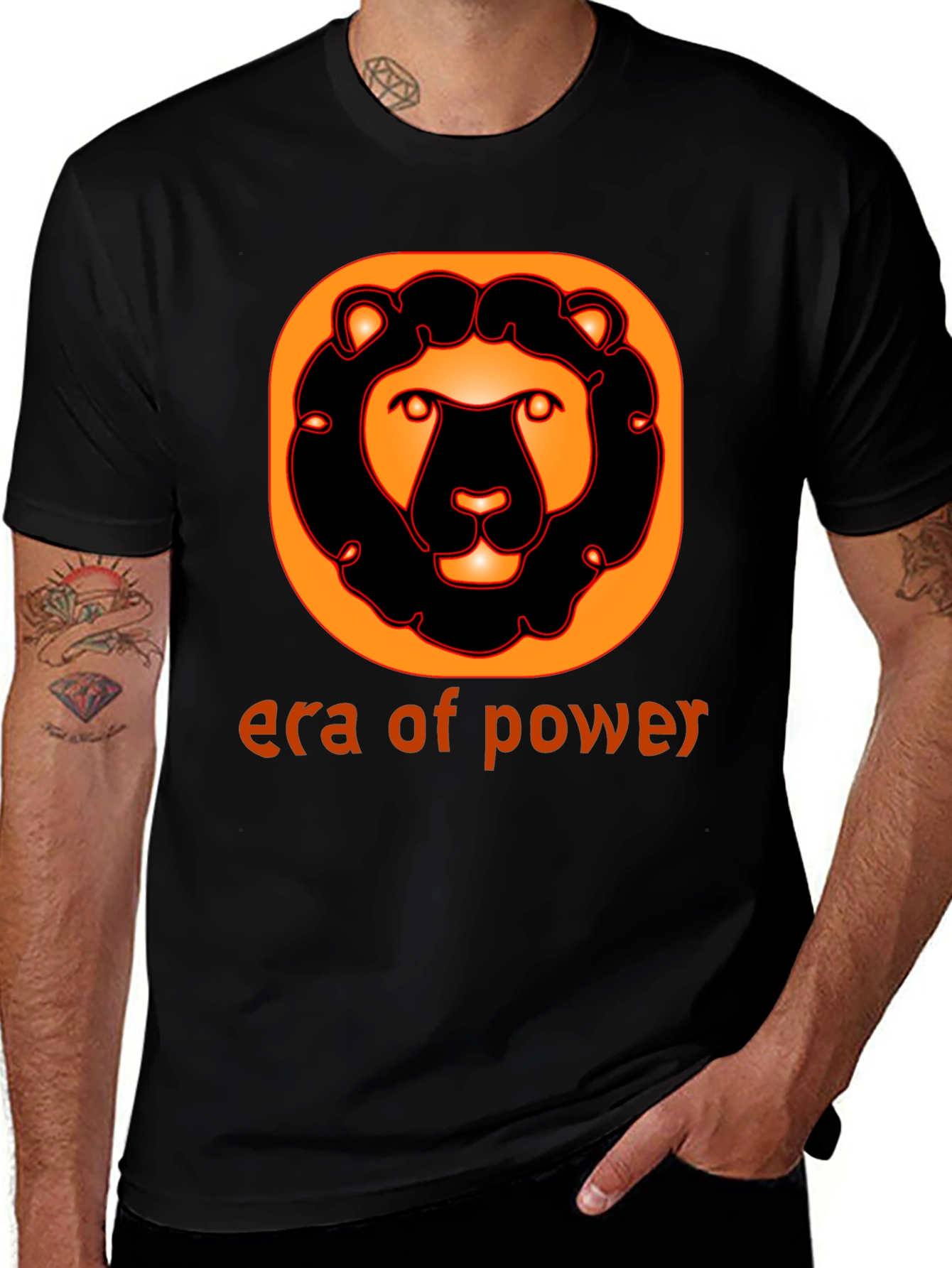 Era of Power Graphic Lion Tee - Black Cotton Shirt
