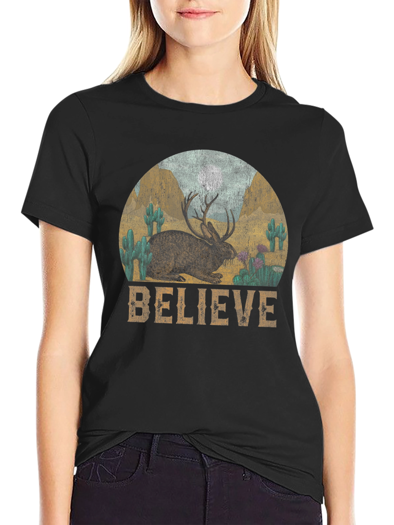 Believe Jackalope Graphic Tee - Western Desert T-Shirt