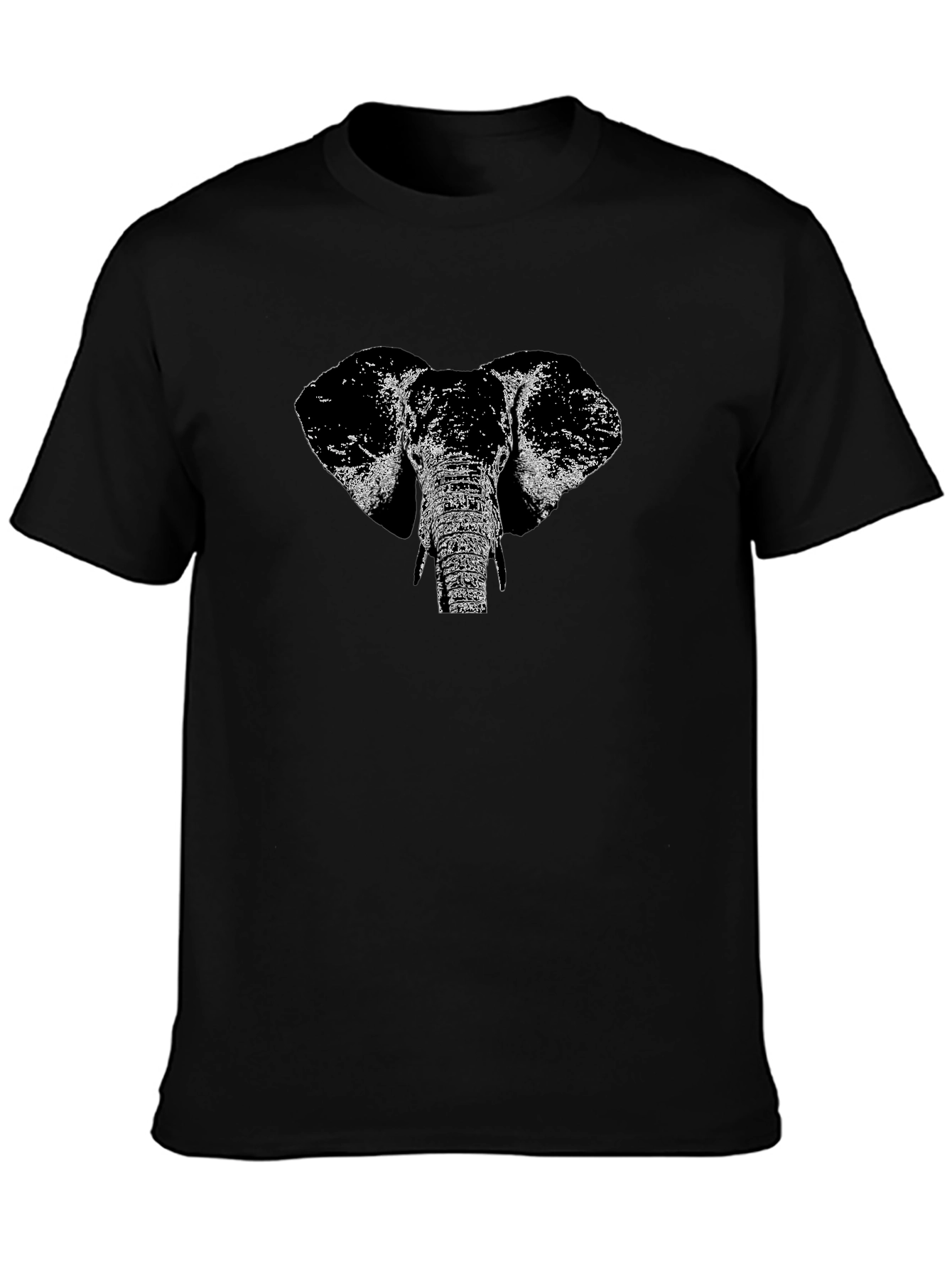 Elephant Graphic Print Black T-Shirt