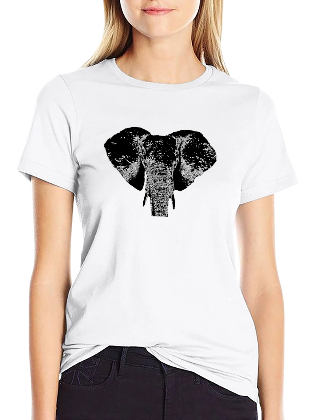 Elephant Graphic Print Black T-Shirt