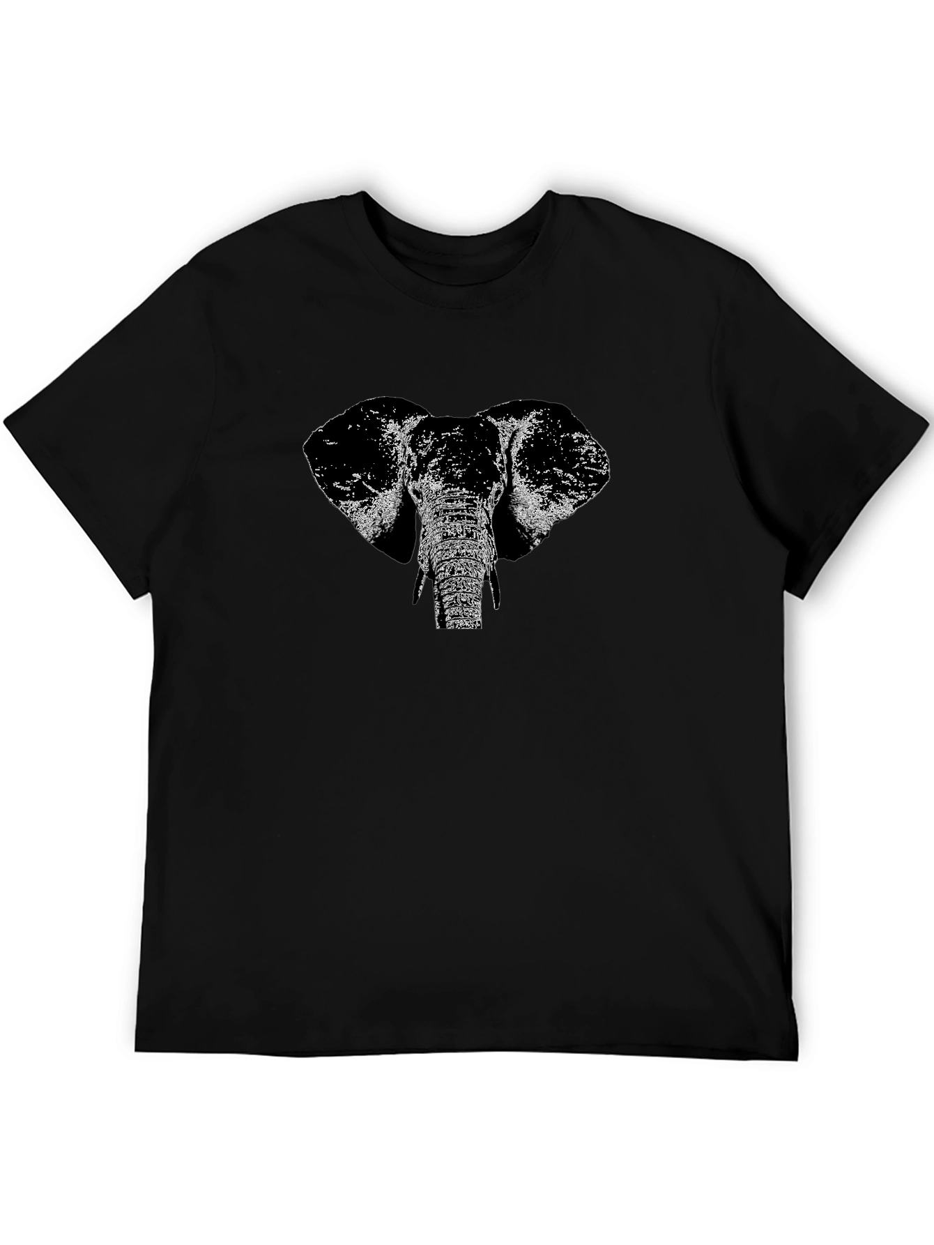 Elephant Graphic Print Black T-Shirt