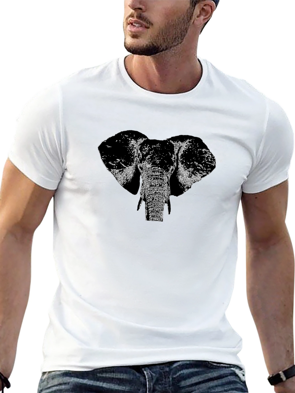 Elephant Graphic Print Black T-Shirt