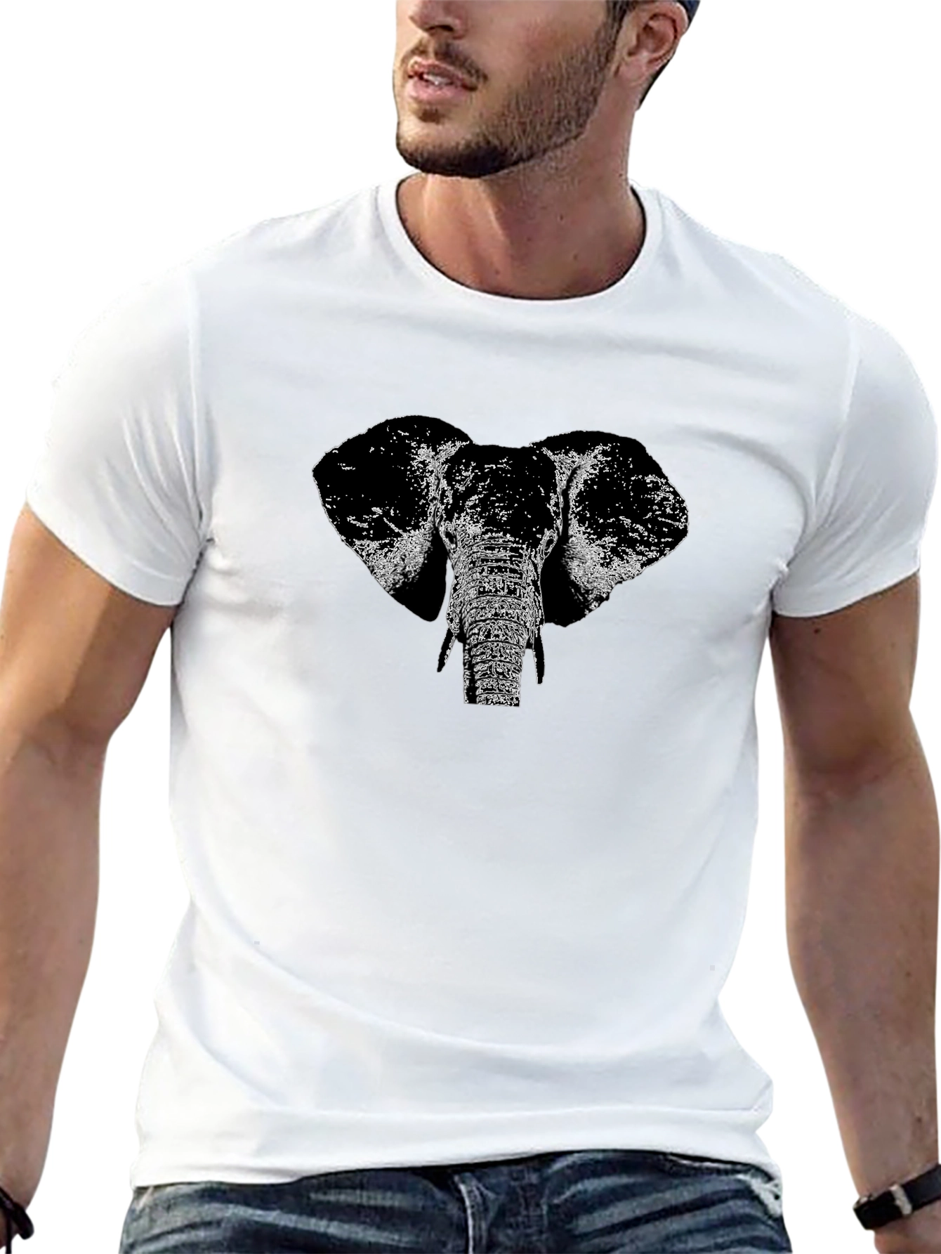 Elephant Graphic Print Black T-Shirt