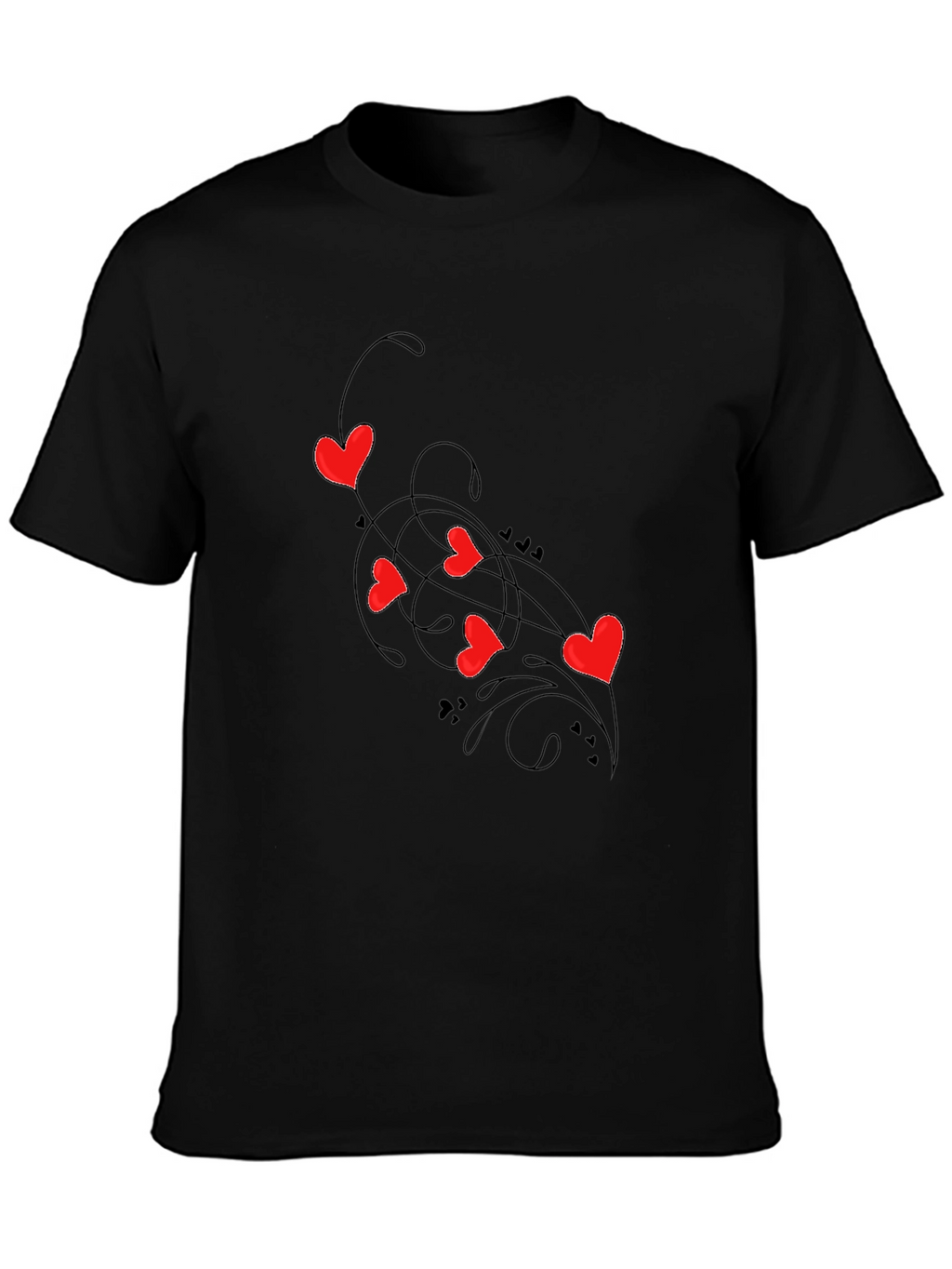 Heart Swirl Black Graphic Tee