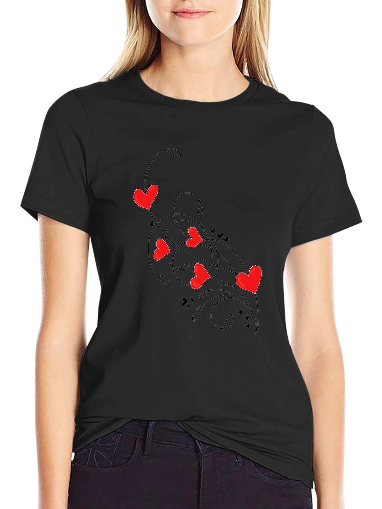 Heart Swirl Black Graphic Tee